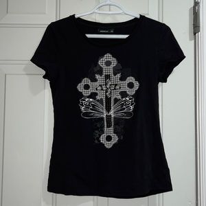 Black graphic short sleeved t-shirt